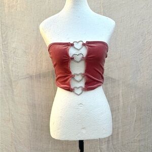 Heart Cutout Strapless Top in Pink